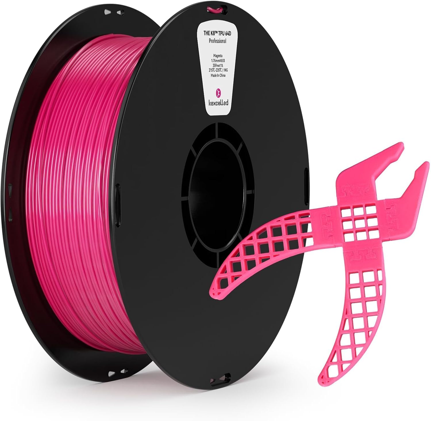 kexcelled TPU 64D Filament Magenta Hot Pink, High Speed Elastic and Flexible 3D Printing Filament,Hard TPU for AMS,Durable and wear-Resistant,1.75mm,1 kg Spool (2.2lbs)