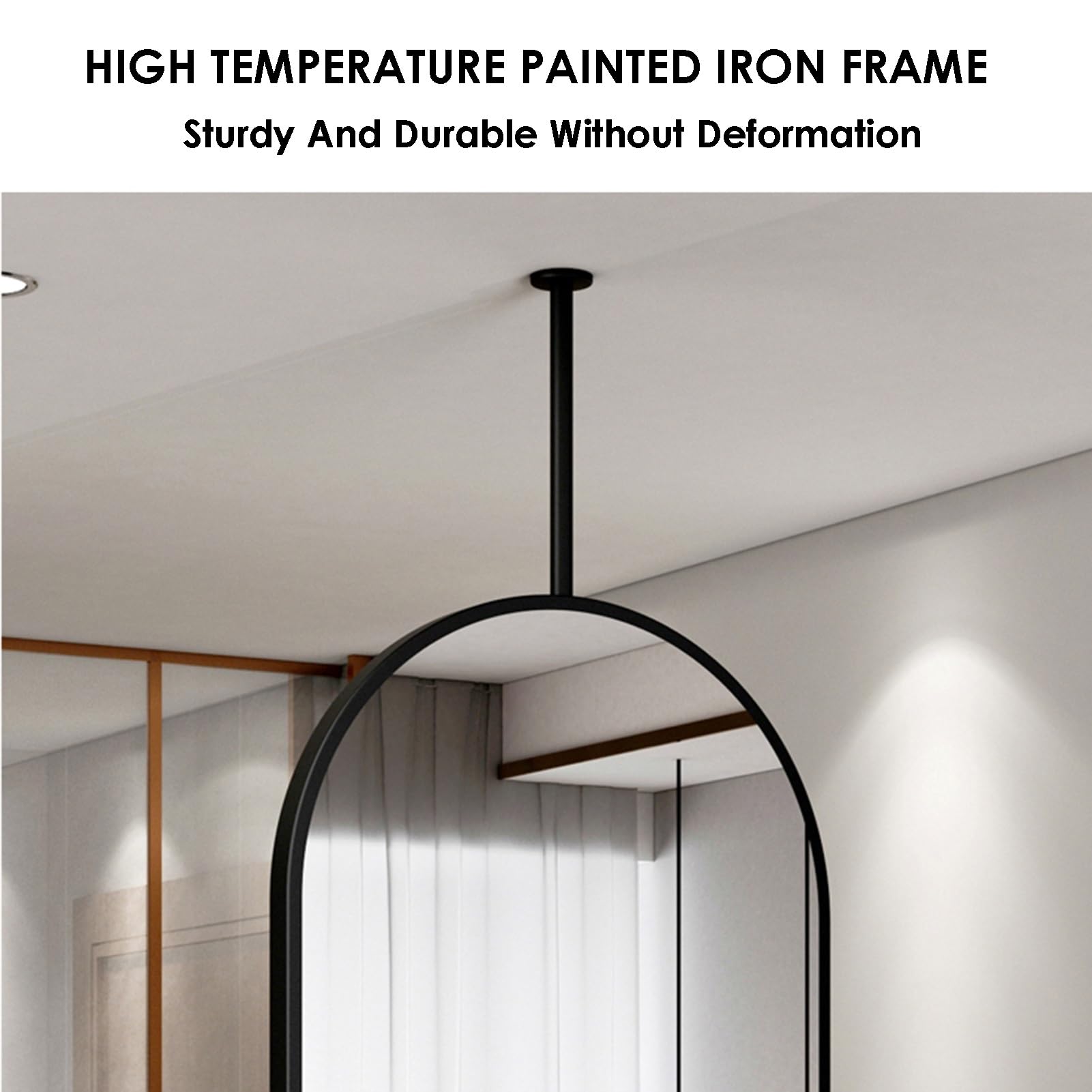 Owalne metalowe lustro sufitowe, dekoracyjne proste lustro szklane, lustra do makijażu HD, do łazienki i golenia (wysięgnik można dostosować) (brąz, 50 x 100 cm)