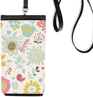 Color Sunflower Paint Phone Wallet Purse Hanging Mobile Pouch Black Pocket