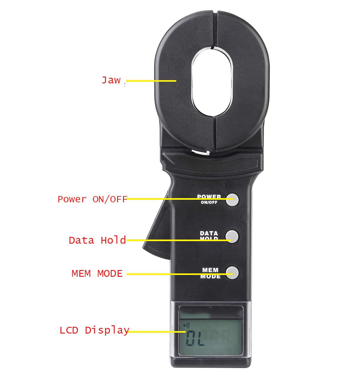 Ground Earth Resistance Tester with Resistance Range 0.01 to 1000ohm LCD Display