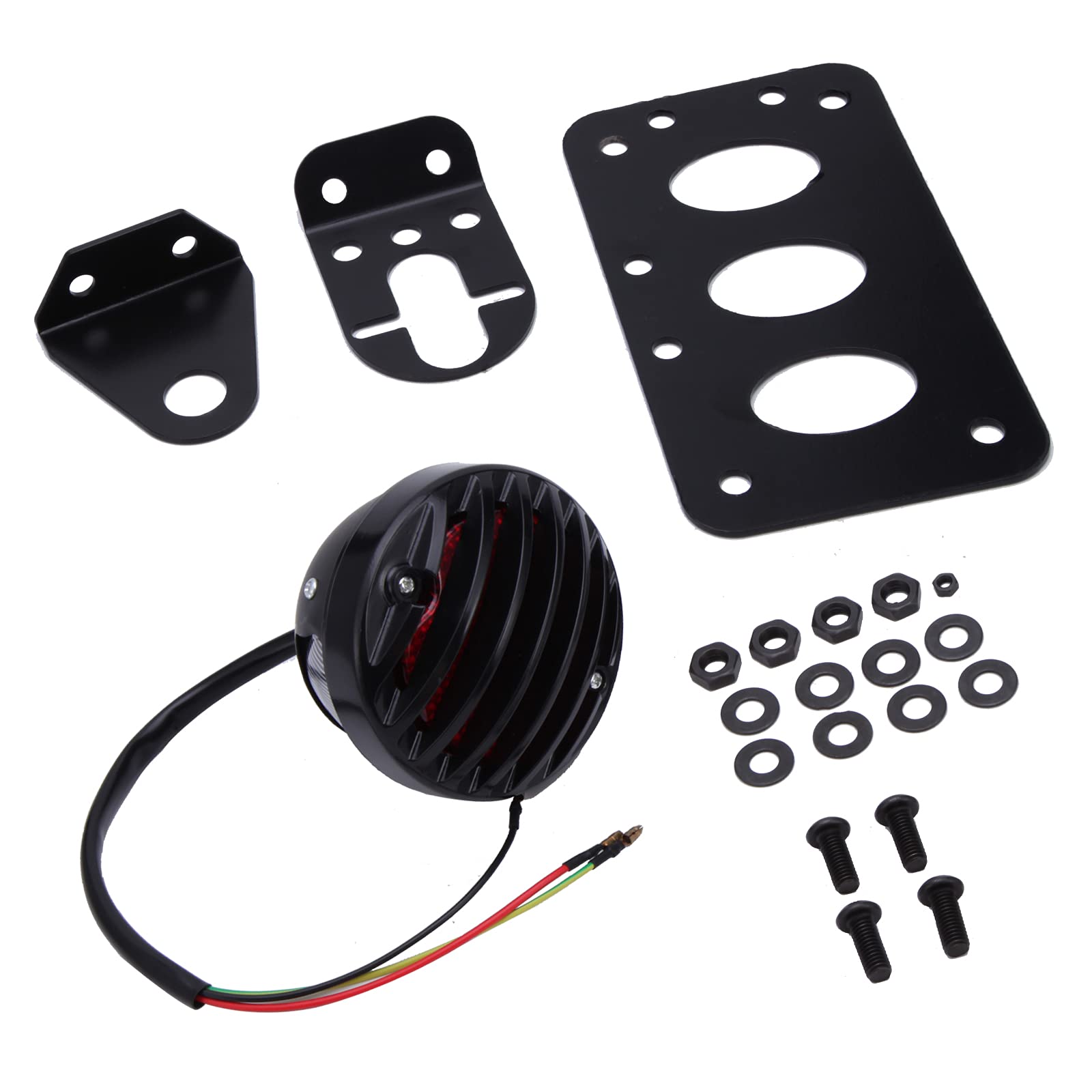 JMTBNO Fanale Posteriore Moto con Porta Targa Laterale Luce Freno Luce Stop Luce Targa Integrata Alluminio Impermeabile Universale 12V per Sportster 883 1200 Cruiser Bobber Chopper Cafe Racer