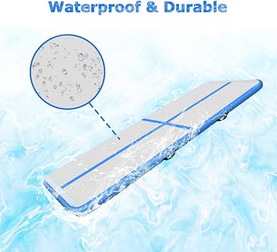 Inflatable Gymnastics Mat Tumble Track Gym Floor Mat 2M-6M Air Tumbling Training Track Thick 10cm with Electric Pump for Gymnastics Home Kids Tumble Training Yoga Water Pilates