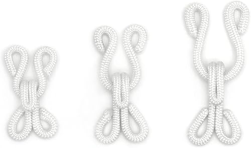 Gancho cubierto y costura de ojal, 30 juegos de cierres de gancho y ojo para ropa, blanco