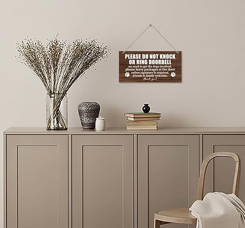 Miniatura 3 de Letrero de madera con texto en inglés Please Do Not Disturb  Please Do Not Knock or Ring Doorbell No Need to Get the Dogs Involved, placa de madera