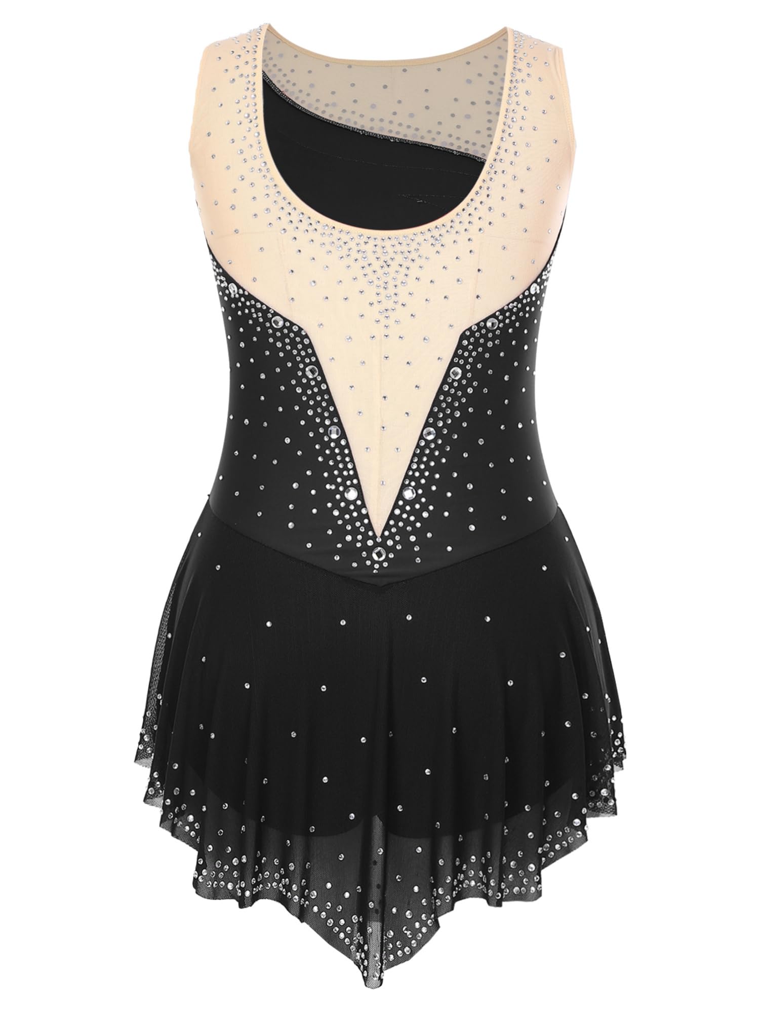 IEFIEL Vestido de Patinaje Artistico Mujer sin Mangas Maillot Leotardo Gimnasia Baile Lirico Moderno Disfraz Bailarina