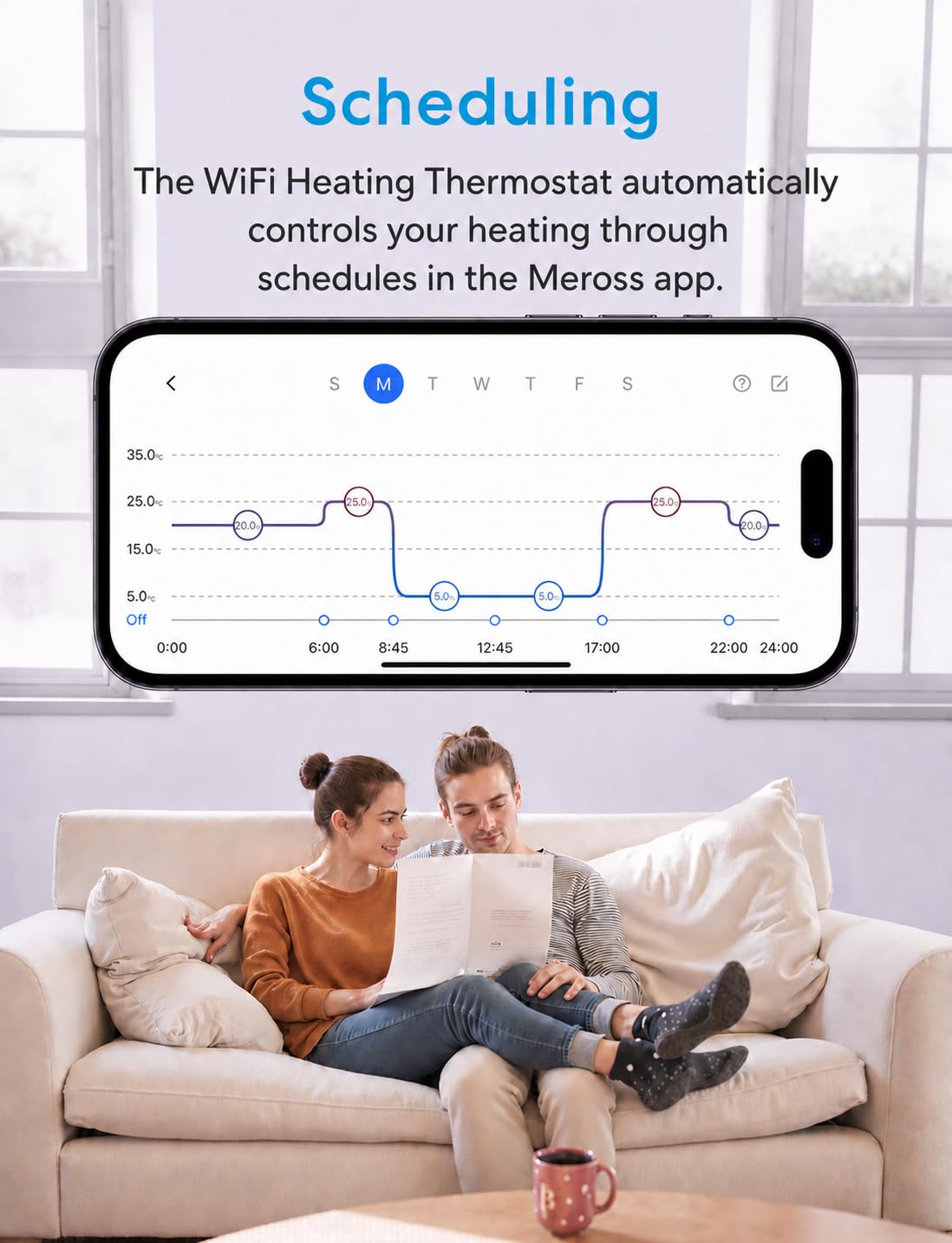 Meross Smart Thermostat für wassergeführte Fußbodenheizung Heizen & Kühlen Weiß