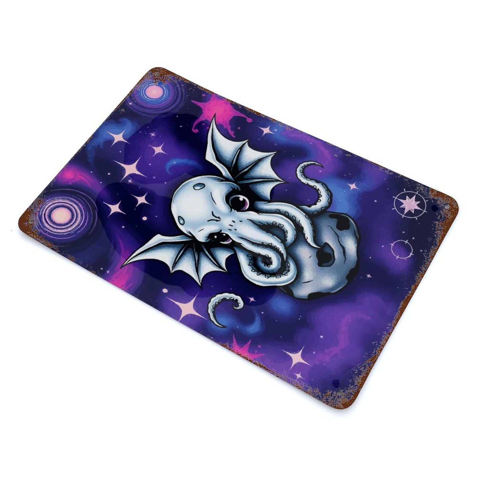 Cthulhu Space Creature 11.8"x7.9" Rusty Metal Tin Sign, Novelty Wall Decor for Cafe, Home Bar And Lounge Decor