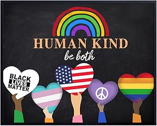 Hate Has No Home Here Flag Sign - African American Wall Art Home Decor - Black Lives Matter, LGBTQ Civil Rights Poster 8x10 - Room Decor - Gift for Queer, Gay, Bi, Lesbian, Latino, Liberal Democrats