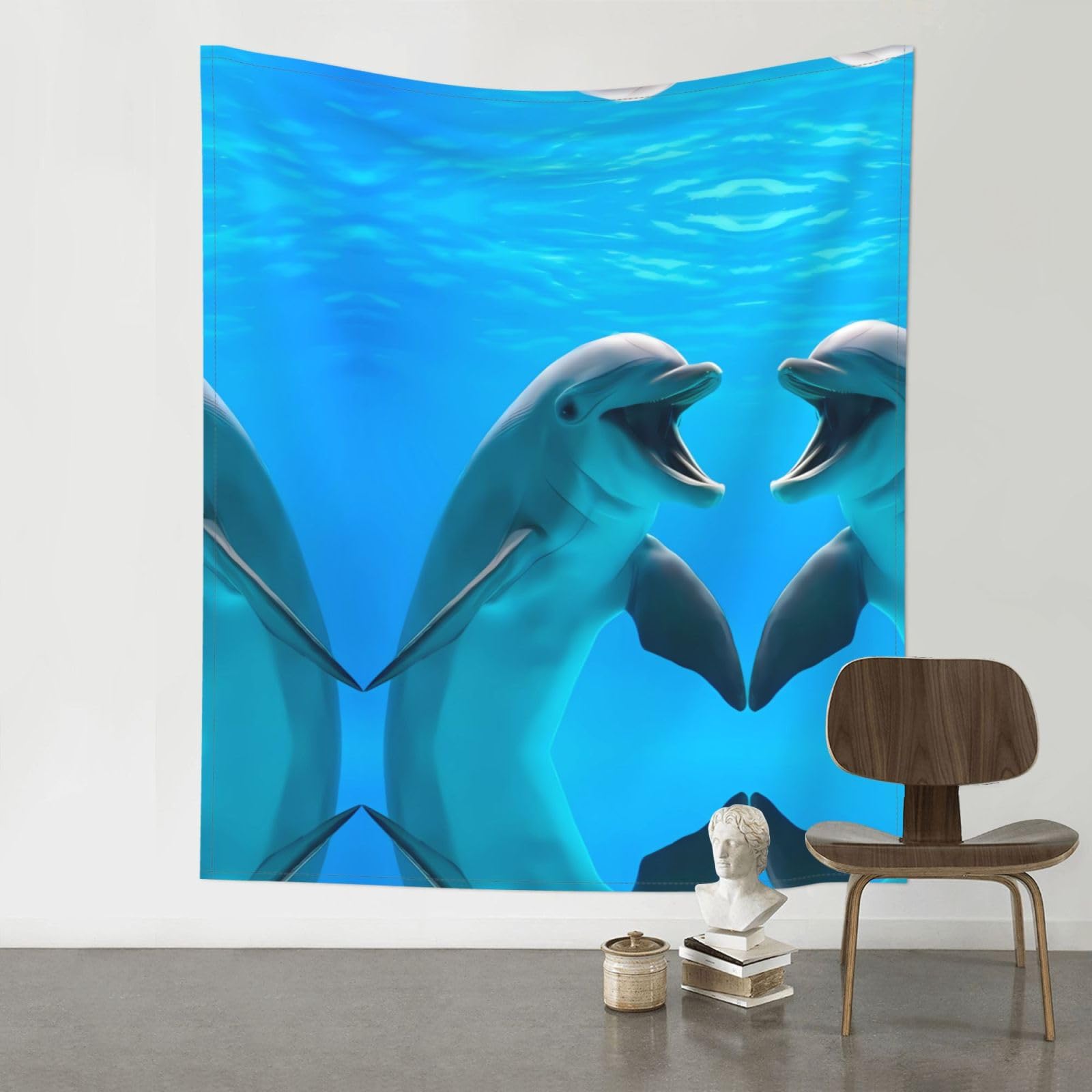 HJFCZH Cute dolphin Prints Wall Tapestry 60x51in – Boho Decor Throw for Bedroom, Dorm, Beach Cover & Picnic Blanket