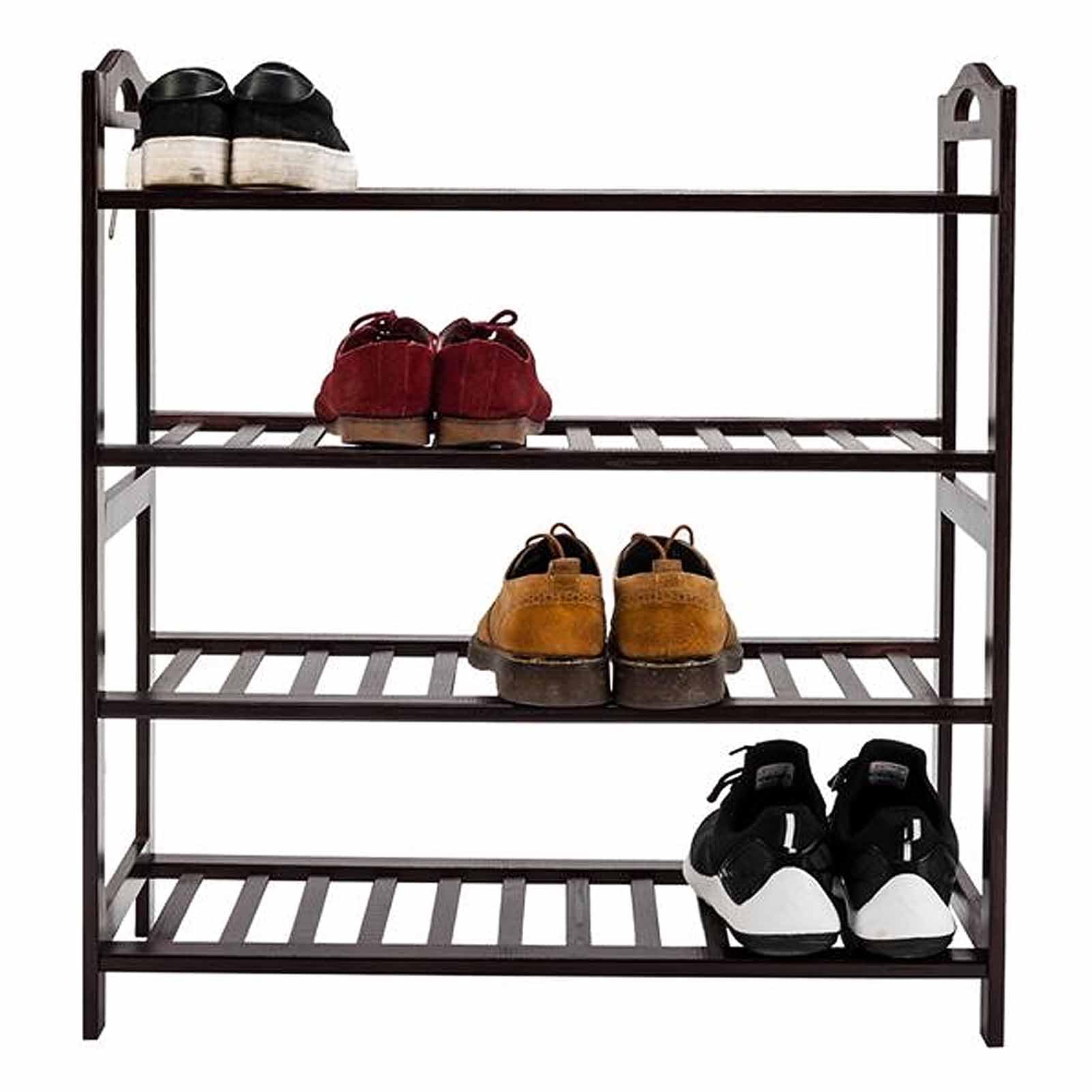 Amazon.com: KaBuea 4-Tier Bamboo Shoe Rack, 16-Pairs Sturdy Shoe