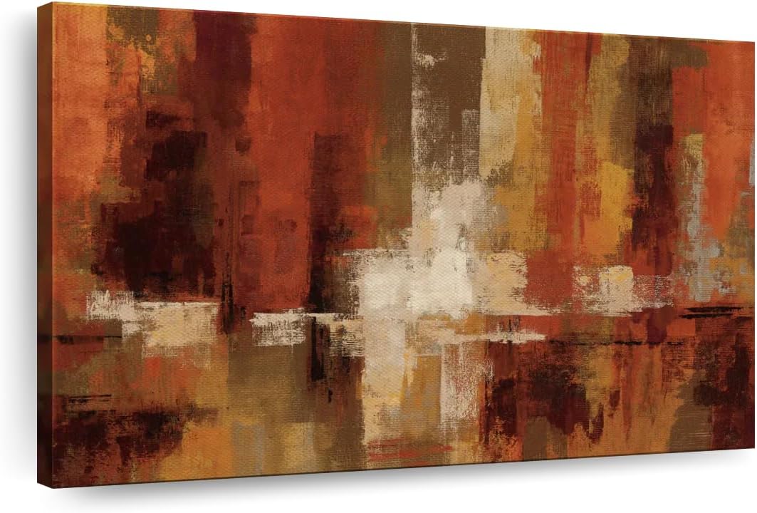- ElephantStock Castanets Canvas - 1 Panel Paintings Decor - Elegant Wall Decor, Abstract Painting Art Canvas - Warm Tone Abstract Paintings Wall Art - 12" X 8"
