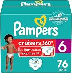 Pampers Diapers - Cruisers 360 degrees - Size 6, 76 Count, up to 100% Leakproof Fit, Designed for Active Babies, Pull On Diaper, EZ Off Tabs Designed for Easy Changes