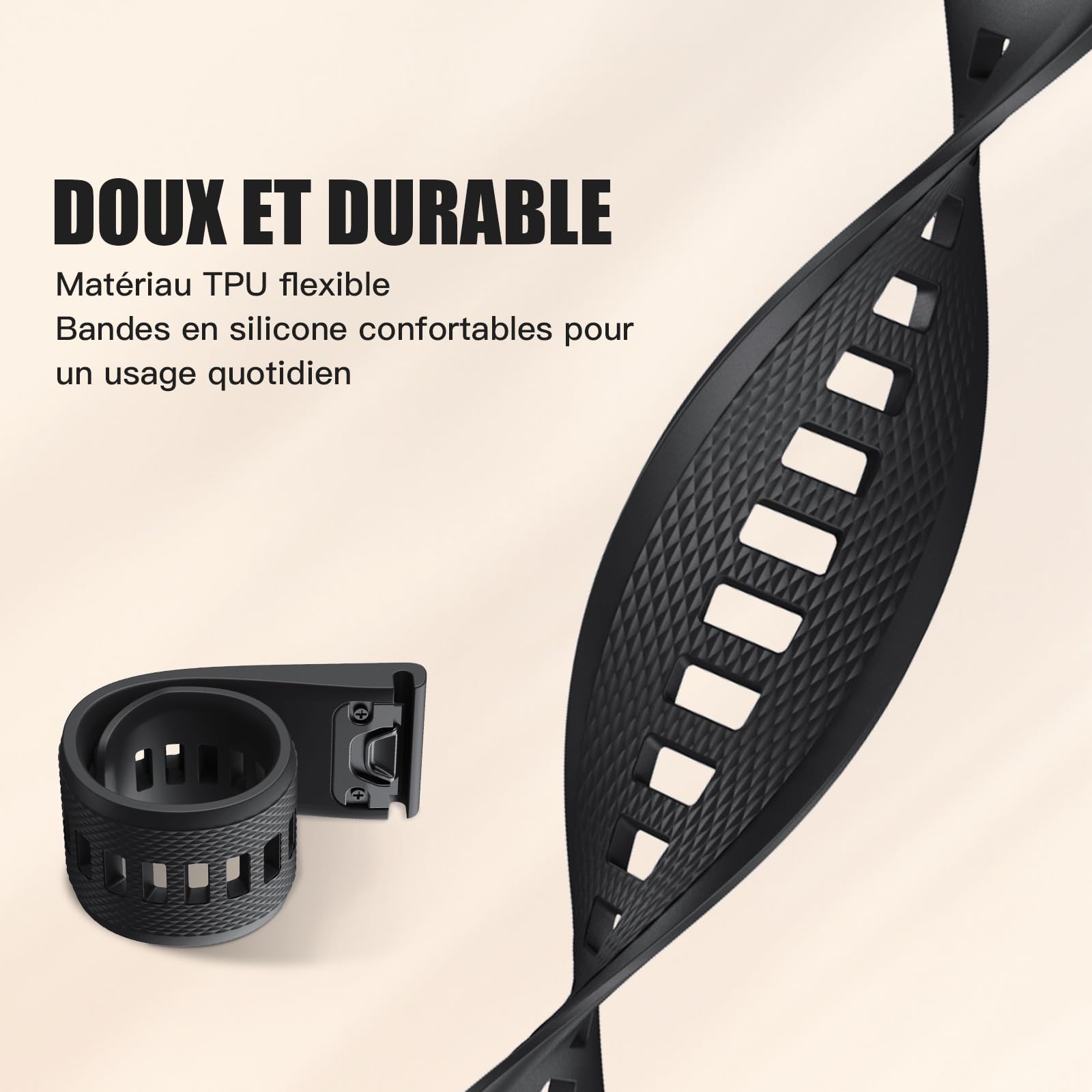 NotoCity Bracelet pour Garmin Fenix 5/6/7/7 pro/6 pro/5 plus, Bracelet Quickfit 22mm Compatible avec Garmin Forerunner 935/945/955/965, Epix Gen 2, Instinct/2, Approach S60, Quatix 7/6/5/7 pro(Noir)