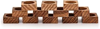 Kimona Napkin Rings Acacia Wood for Dining Table Napkin Holder Festive Party Gift Farmhouse for Table Decorations (Set of 12, Brown)