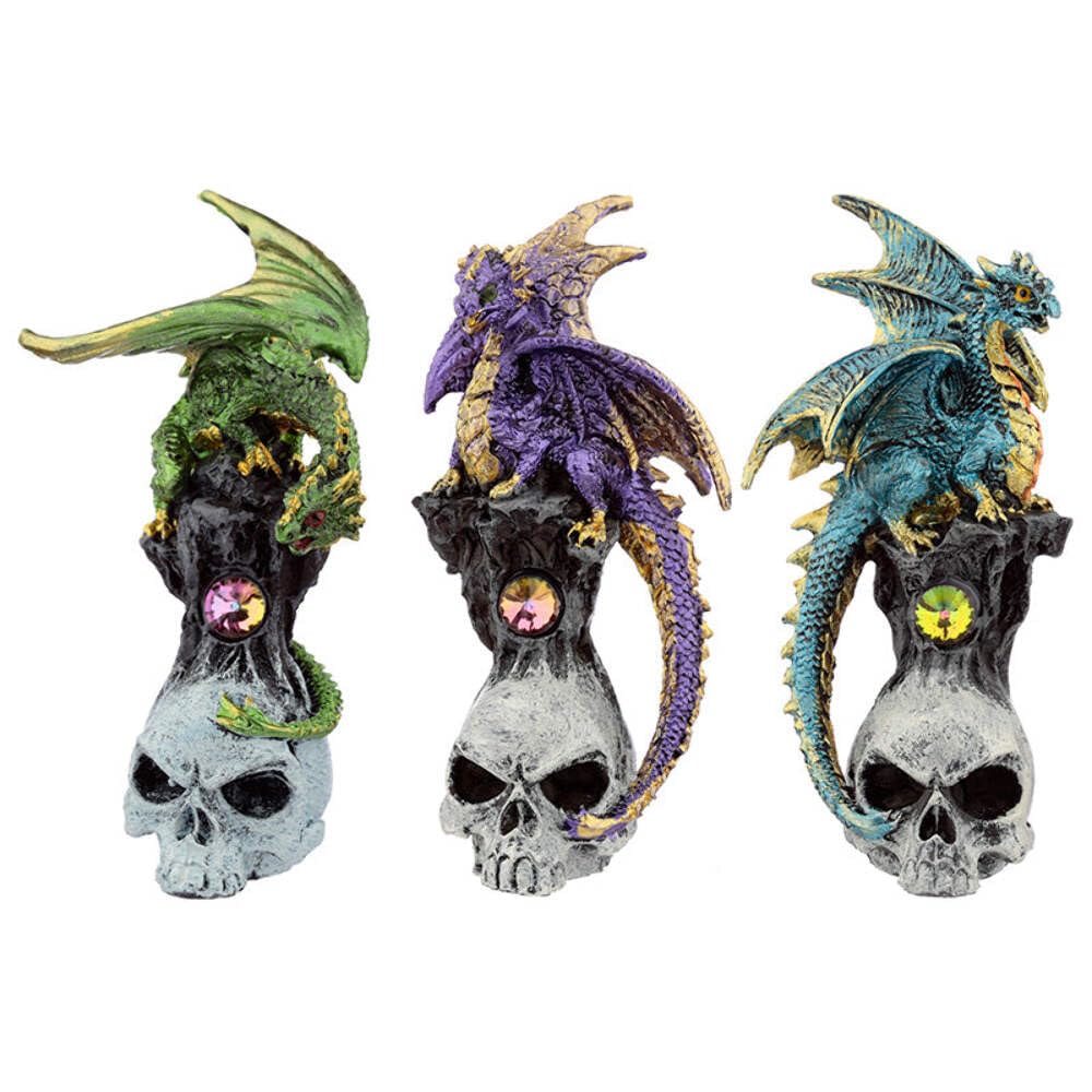 Puckator Men's Multicolor Dark Legends Gemstone Skull Dragon - Home Decoration - Skull Dragon - Ornats - Resin - Home Accessories - Living Room Accessories - Fantasy Gifts For