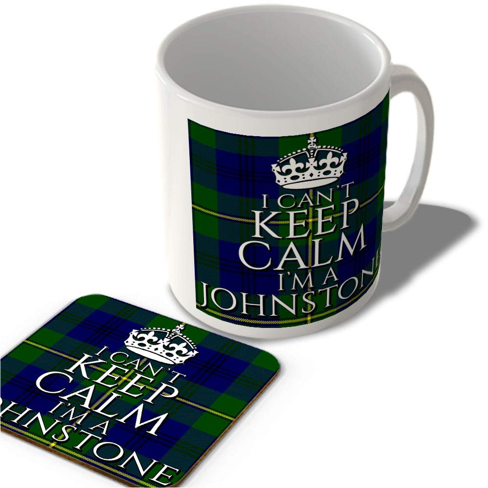 McMug - I Can't Keep Calm I'm a Johnstone - Johnstone Tartan - (Crown) - Scottish Mug and Coaster Set, Ceramic, 11fl.oz.