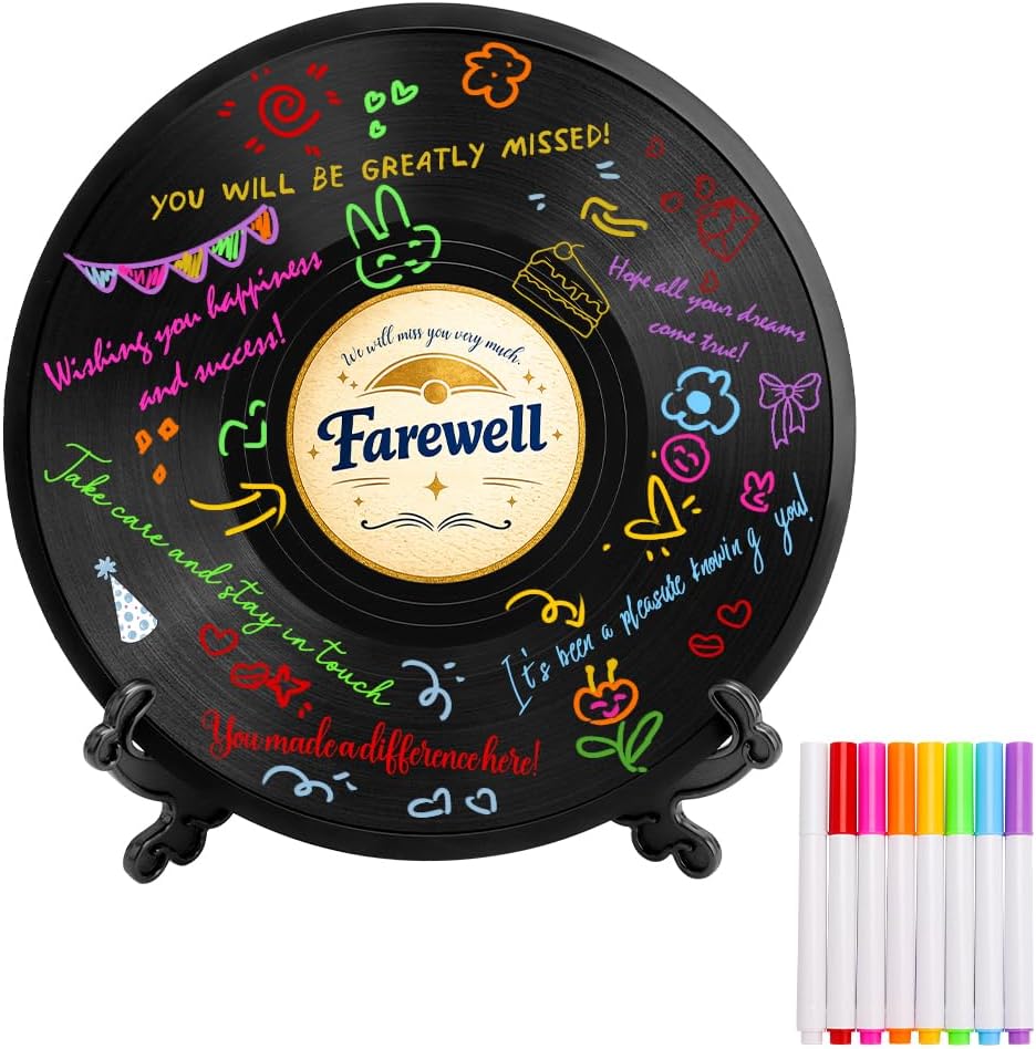 WALLFID 12 Inch Vinyl Record Signing Board Guest Book with 8 Color Pens,50th Birthday Decorations,Happy 50th Birthday,Milestone Party Ornaments