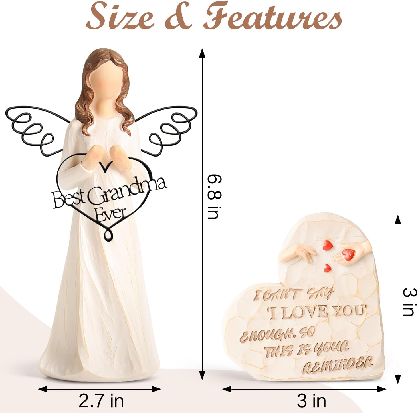 Grandma Gifts for Birthday Christmas - Best Grandma Ever Figurines Gifts for Grandma Happy Birthday Gifts for Grandma Sculpted Hand-Painted Angel Statues Christmas Stocking Stuffers for Grandma Unique - Image 2