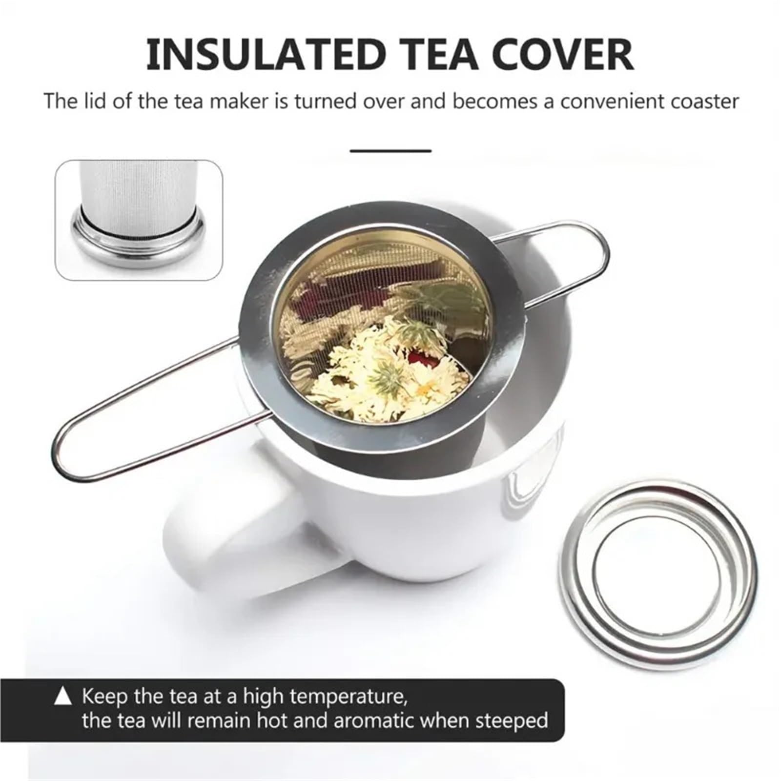 Teesieb, 5 Stück, Edelstahl-Mesh-Tee-Ei mit Deckel, wiederverwendbares Tassensieb, lose Blätter, Gewürzfilter für Teekannen, Tassen, Tasse zum Aufziehen von Tee, Kaffee für losen Tee und Glühgewürze