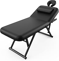 Vista 14 de pouseayar Mesa de masaje ajustable con almohada facial y reposacabezas, resistente y sólida, silenciosa y fácil de ajustar, respaldo ajustable