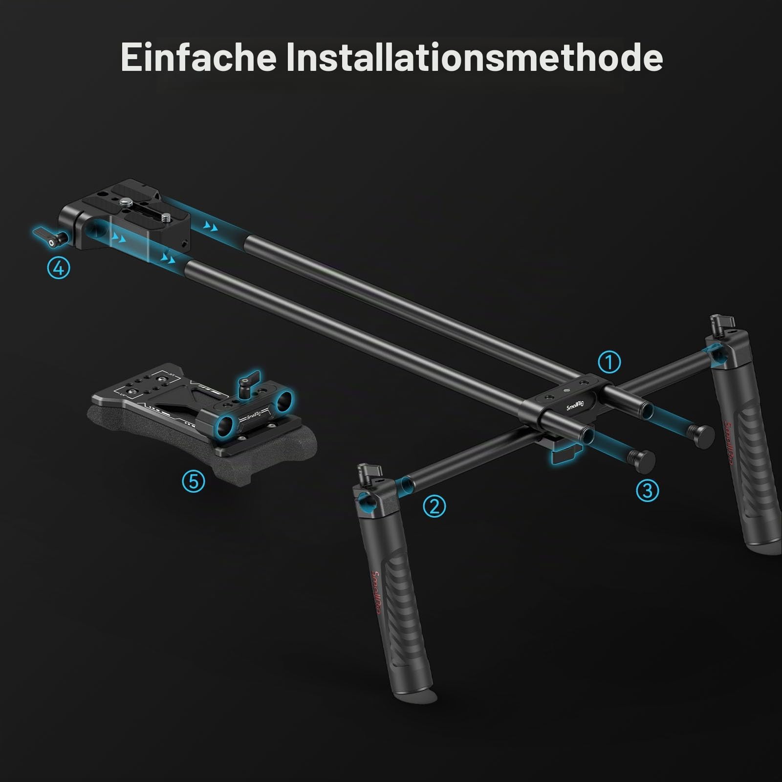 SMALLRIG Camera Shoulder Rig Basic Schulterset für DSLRs und spiegellose Kamera-Rig, Schulter-Rig mit Universal-Grundplatte - 2896C