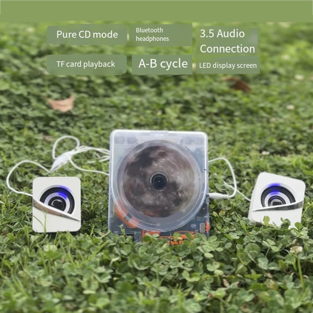 Reproductor de CD Transparente, Portátil, para Aprender Inglés, Repetidor, CD, Álbum, Reproductor de MP3, Reproductor de CD de Música Transparente.