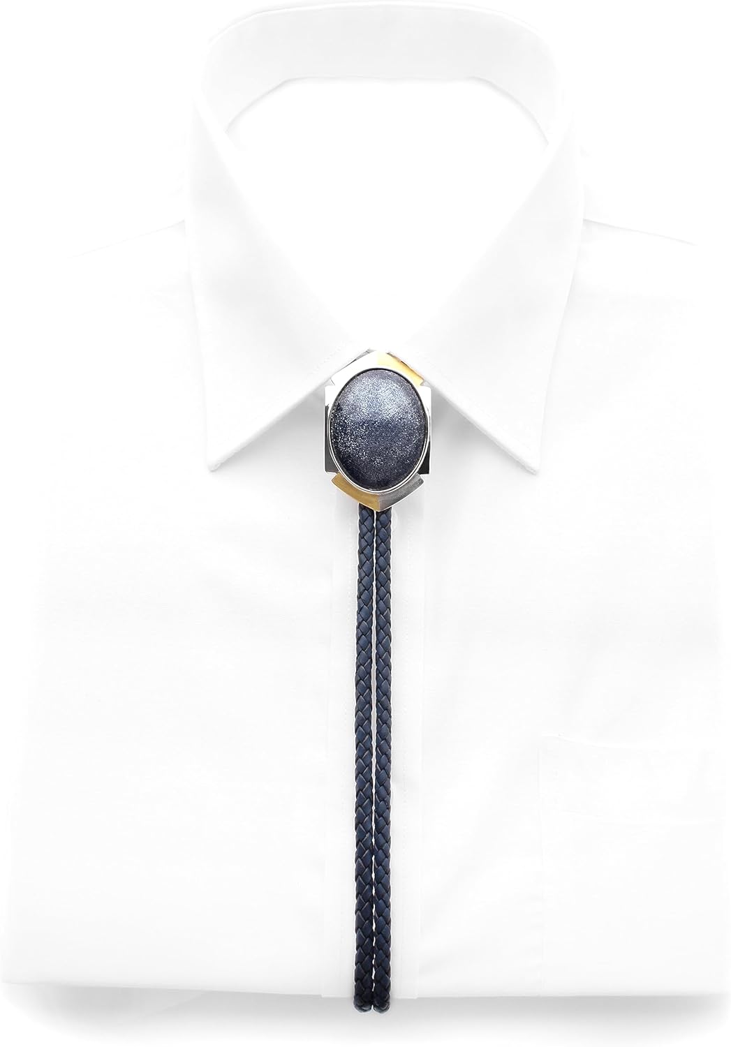 Bolo Tie Cloisonne Silver Genuine Leather The Leader Collection Honor Blue Cord Free Edition
