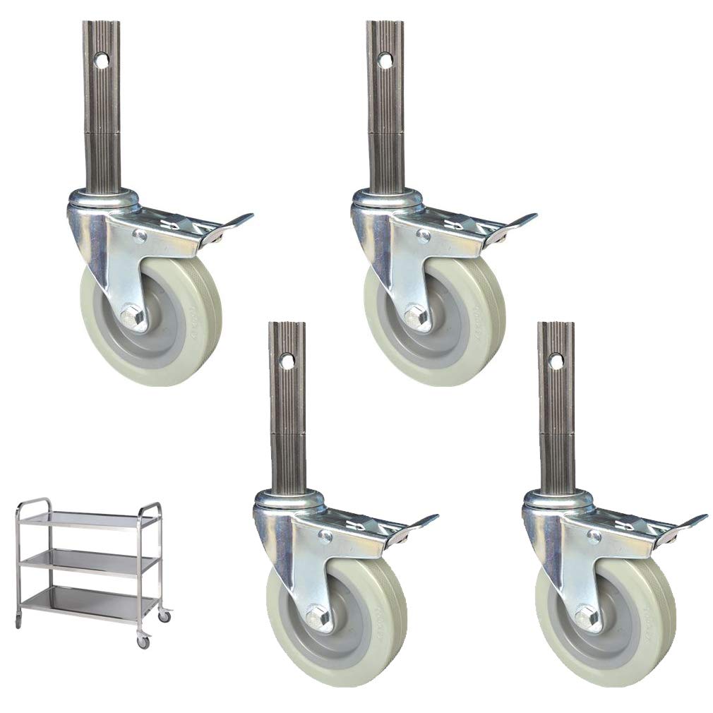 GBRJUYF 4-Inch Heavy-Duty PU Swivel Casters Set of 4, Quiet 300kg Capacity Furniture Wheels with Square Tube Support, Ideal for Kitchen Carts and Workbenches
