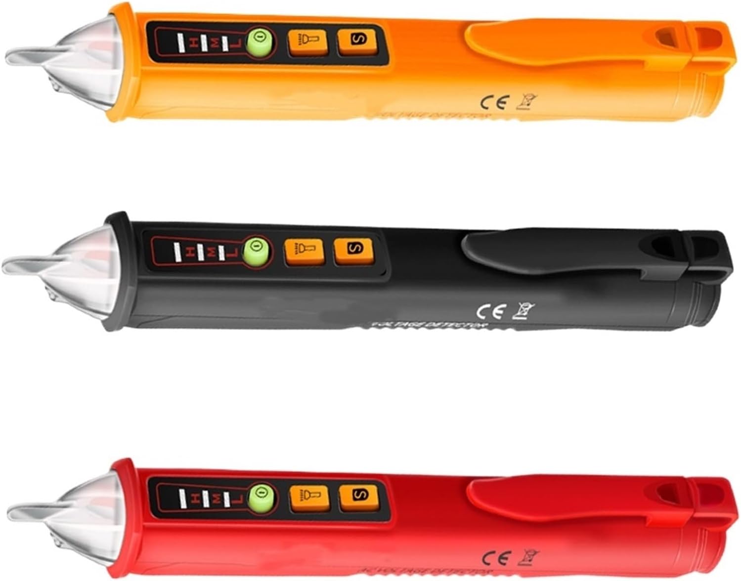 AC/DC Voltage Detectors Non-Contact Tester Pen Meter 12-1000V Current Electric Sensor Test Pencil AC10A(Orange)