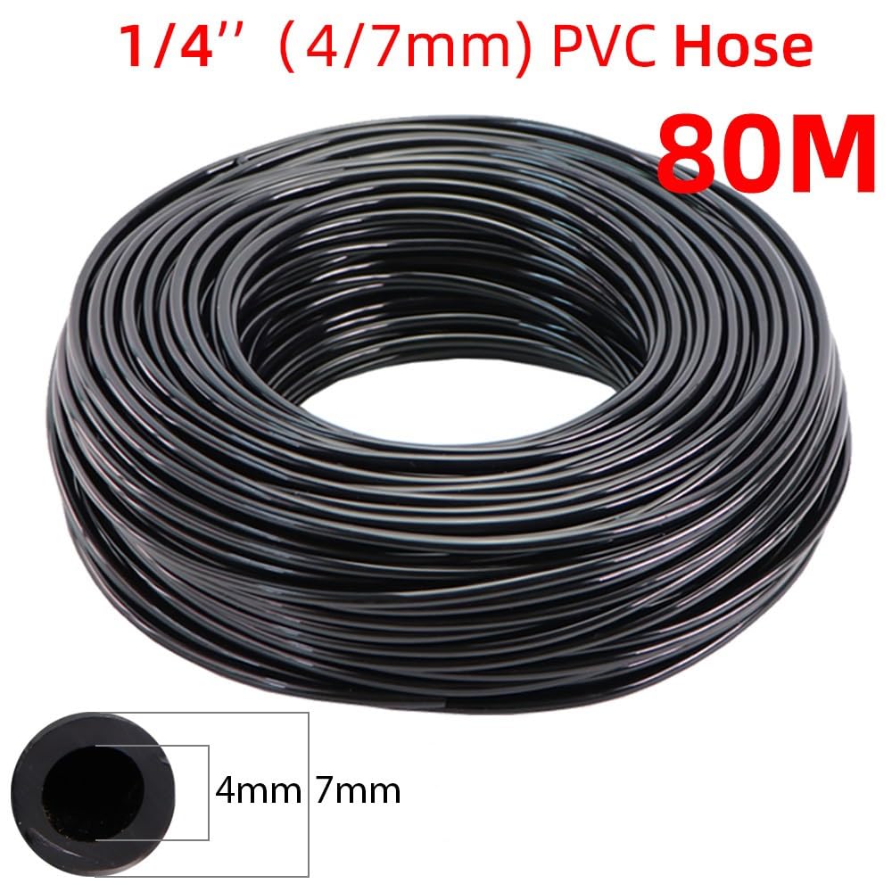 flexiable rubber Garden Watering Hose 1/8'' 1/4'' 3/8'' PVC Soft Tubing Micro Drip Irrigation Tube Water Plants Flowers Greenhouse Pipe 5 Meter-140 Meter drain elastic (Color : Kx80Meter)