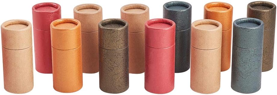 WANDIC Canisters, Set of 12 Multi Colored Kraft Paper Containers Tea Caddy for Loose Tea Coffee Little Ornaments or Craft