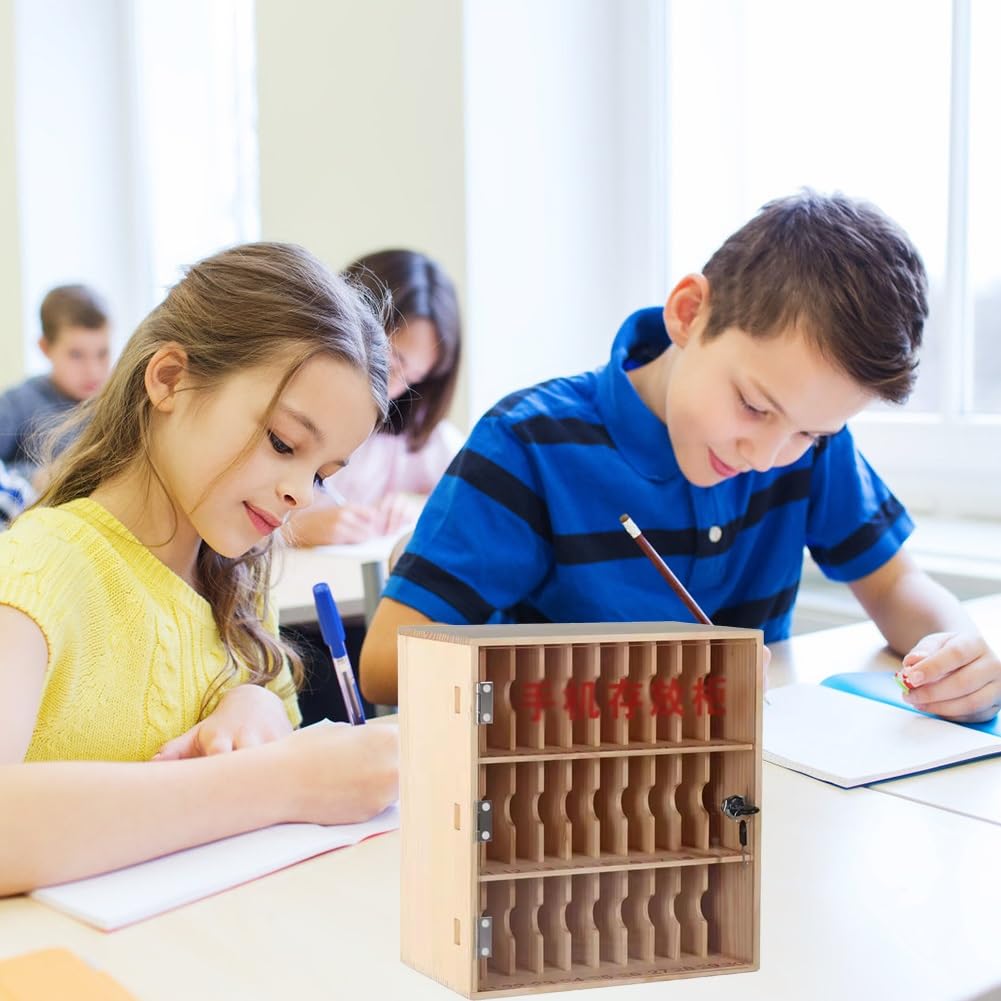 Organizer per telefono in legno con scomparti multipli, soluzione di archiviazione da scrivania per un'organizzazione efficiente in classe e gestione della sala d'esame