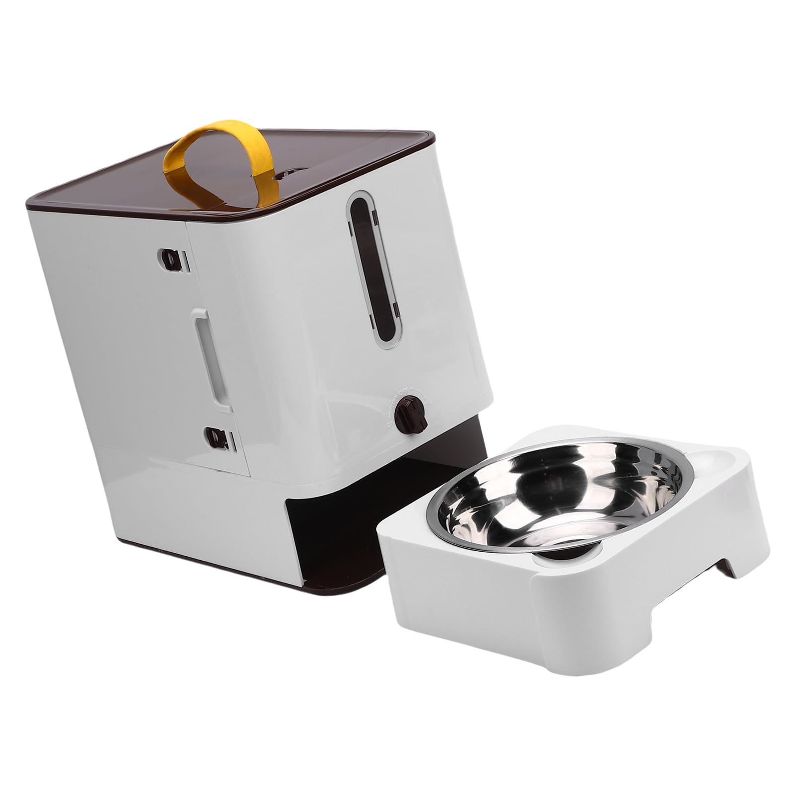 SIXRUN Dispenser Automatico di Cibo per Cani e Gatti di Grande capacità con Funzione di Alimentazione Temporizzata per Casa e viaggi. Plastica Resistente (caffè scuro)