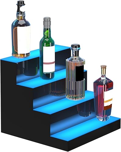 Miniatura 23 de VEVOR Pantalla de botella de licor con iluminación LED, 3 niveles de 40 pulgadas, compatible con USB, estante iluminado de bar para el hogar