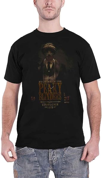 Official Peaky Blinders T Shirt By Order Est 1919 Tommy Logo New Mens - T-shirt blk