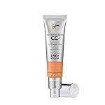 IT Cosmetics CC+ Cream (Tan Cool) - Natural Full Coverage Foundation With SPF 50+, Color Corrector & Anti-Aging Hydrating Serum, Hyaluronic Acid + Peptides, Lightweight - 1.08 fl oz