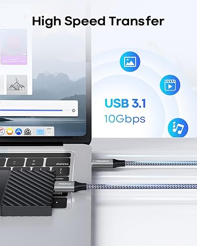 Miniatura 3 de CLEEFUN Cable USB C a Micro B de 1.5 pies, cable de disco duro micro B a USB C de 10 Gbps para disco duro externo, Seagate, WD, Toshiba, Westgate y