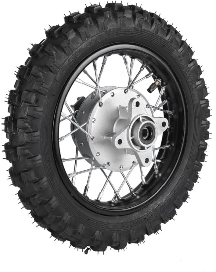 2.50-10 Tire and Rim 10" Dirt Bike Rear Wheel with 420 37T Rear Chain Sprocket for CRF50 XR50 TTR50 PW50 DRZ70 SSR Drum Brake Pit Pro Trail Pocket Mini Bike Offroad Motorcycle 50cc 70cc 110cc