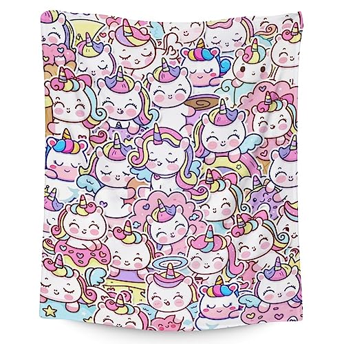 Unicorn Blanket Gifts - 60"x80" Cute Throw for Girls & Women - Pink Soft Fuzzy Blankets for Bed, Couch & Living Room
