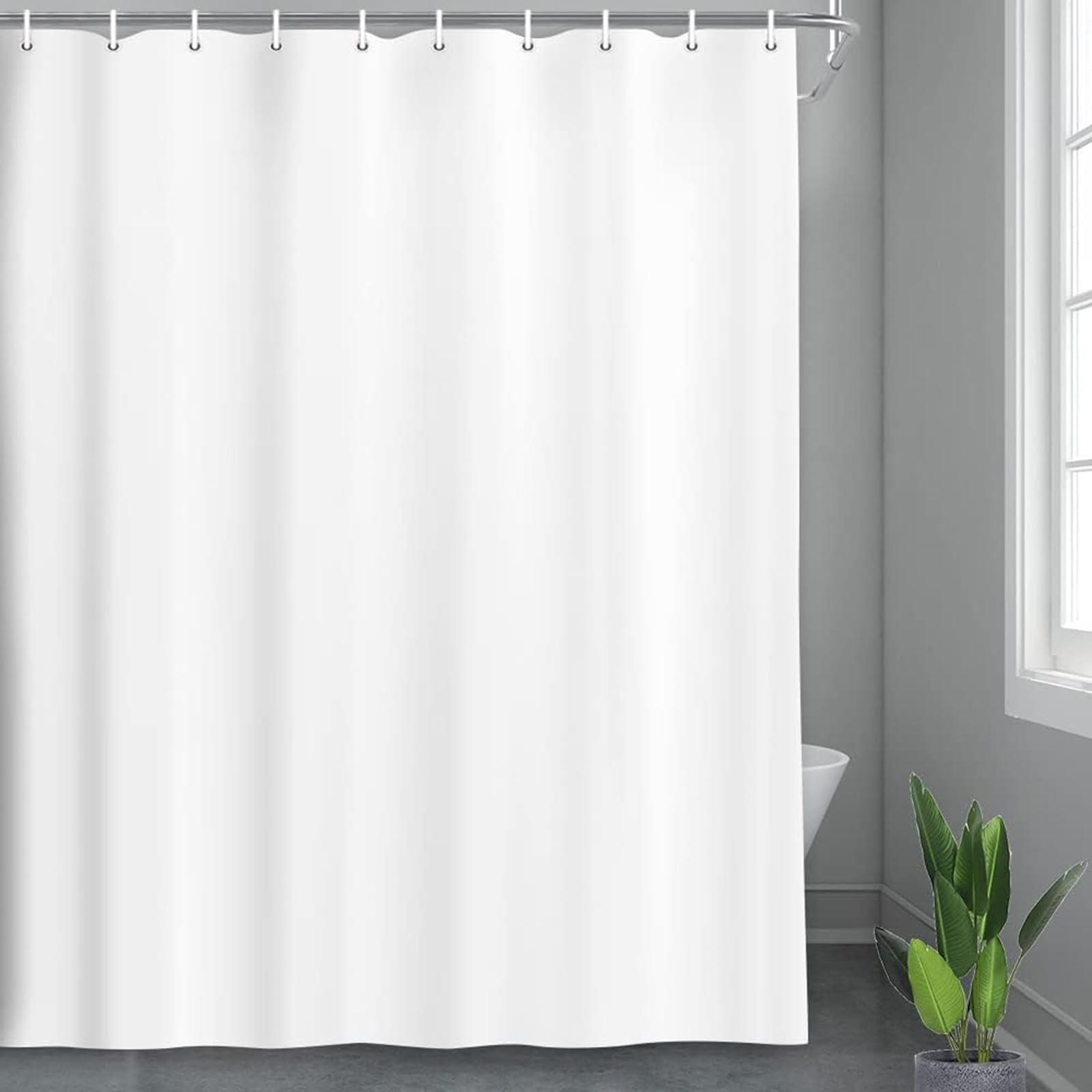 chongning Solid Colour Shower Curtain Mildew Resistant and Water Repellent, Easy Dry Shower Curtain with Hooks, Made of PEVA 180 x 180cm for Wet Rooms, Shower, Bath