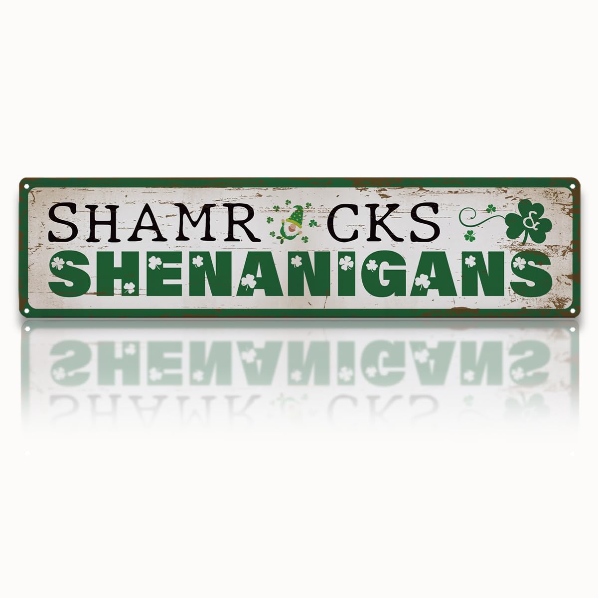 Vintage Metal Tin Sign Shamrocks & Shenanigans Retro Street Sign, Rustic Wall Decor for Home, St. Patrick's Day, Man Cave, Garage, Kitchen, Office, Farmhouse, Patio, Garden, Porch, 4 * 16 inch