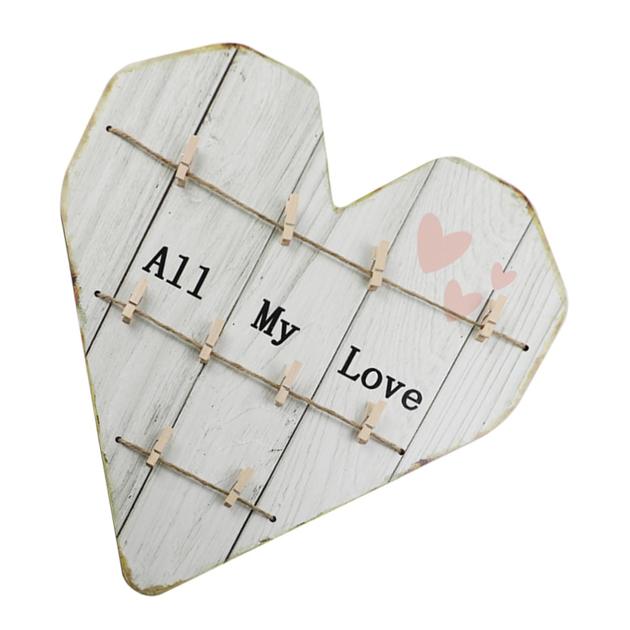 ifundom Portafoto da Parete in Legno a Cuore, Decorazione Rustica Clip, per Matrimoni e Compleanni, Stile Fattoria per Soggiorno