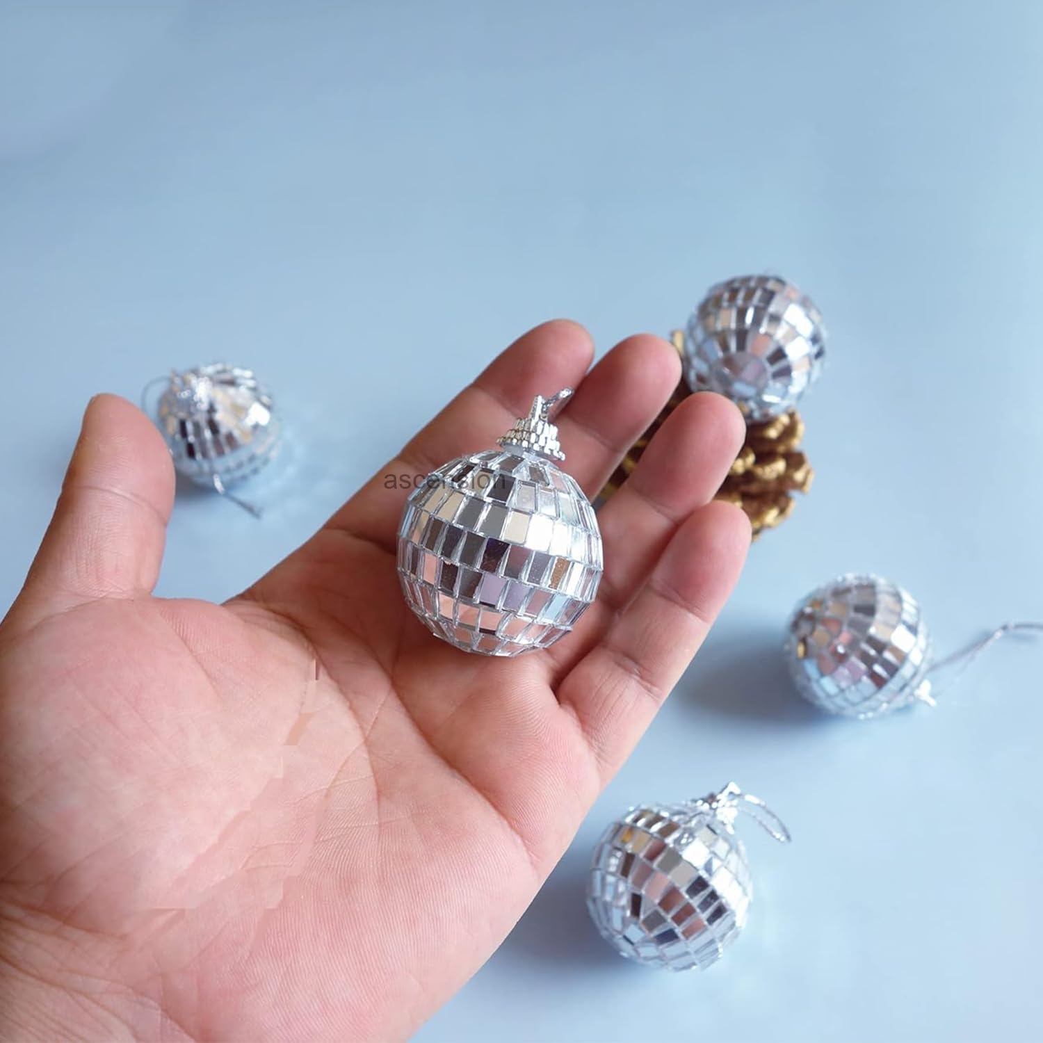 Ascension 24pcs Christmas Tree Decoration Silver Disco Balls Ornaments Hanging Props Xmas Tree Décor Accessories Christmas Decorations Items for Home Office Church Indoor Outdoor 3