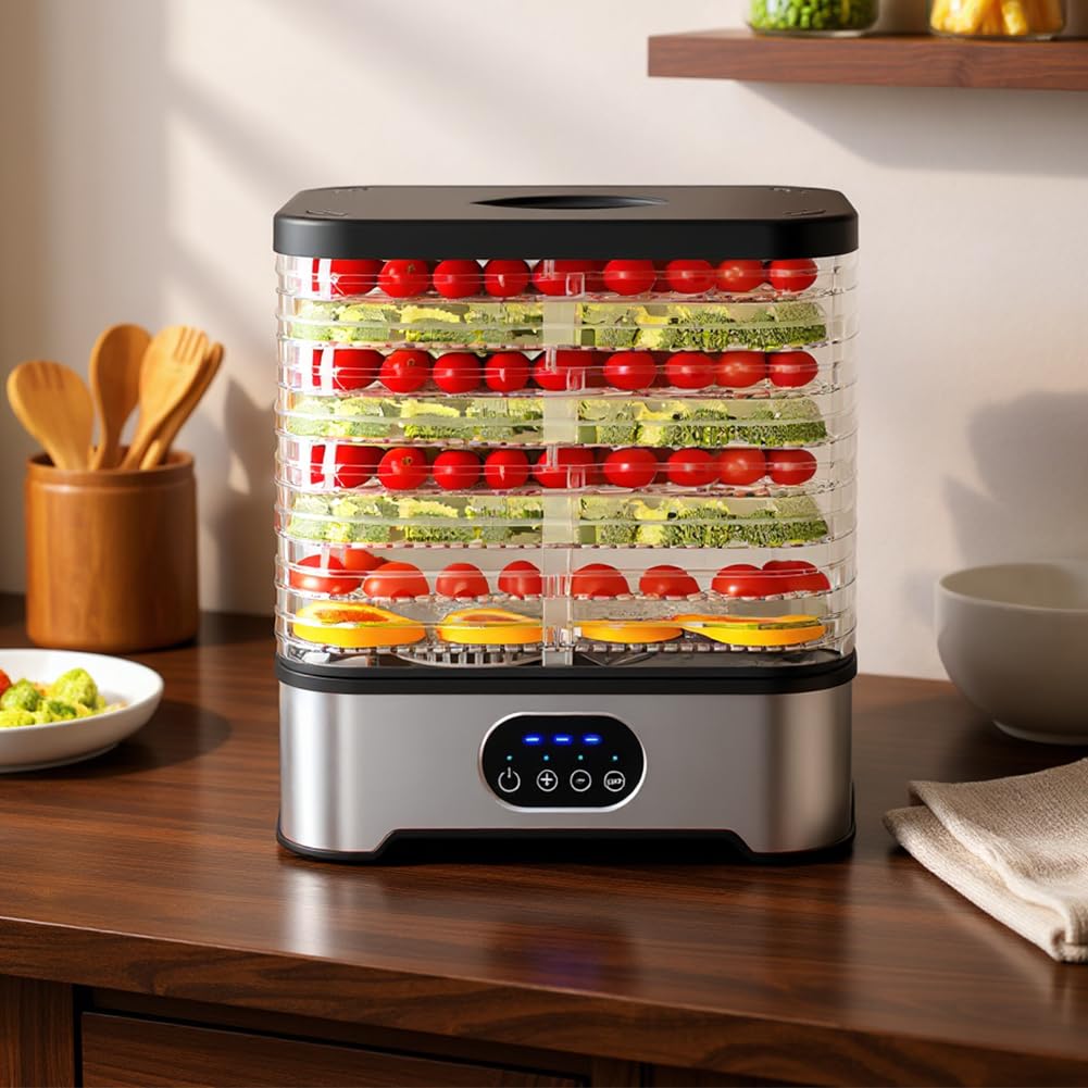 Trockenfrüchte-Maschine mit 8 Ebenen, Temperaturkontrolle, intelligenter Lebensmitteltrockner für Zuhause, Küche
