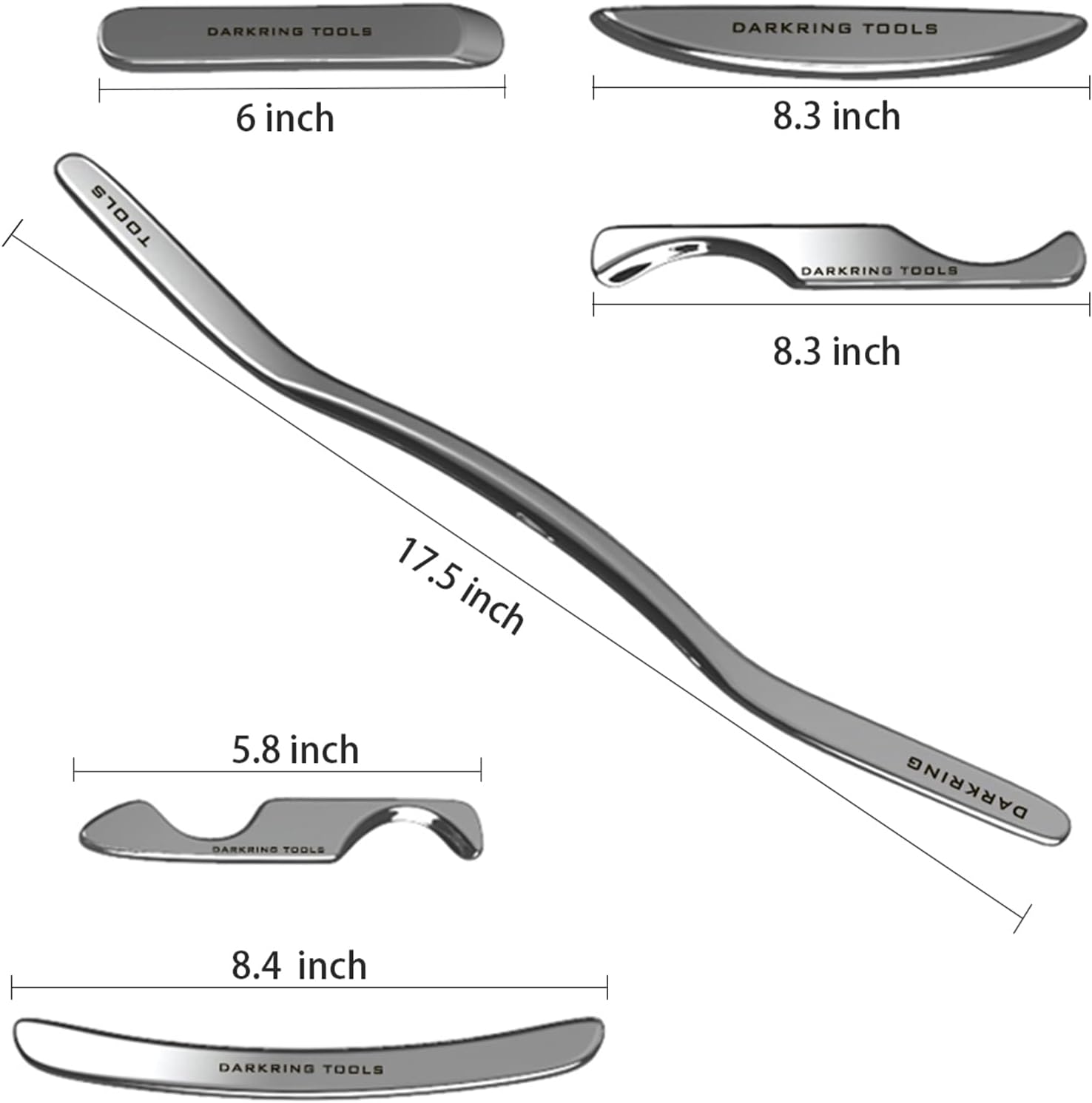 DARKRING Muscle Scraper Tool Set (6-Piece) for deep Tissue Massage gua sha Stainless Steel fascial Release Tool Soft Tissue Mobilization Tool Set (Storage Bag) - Image 5