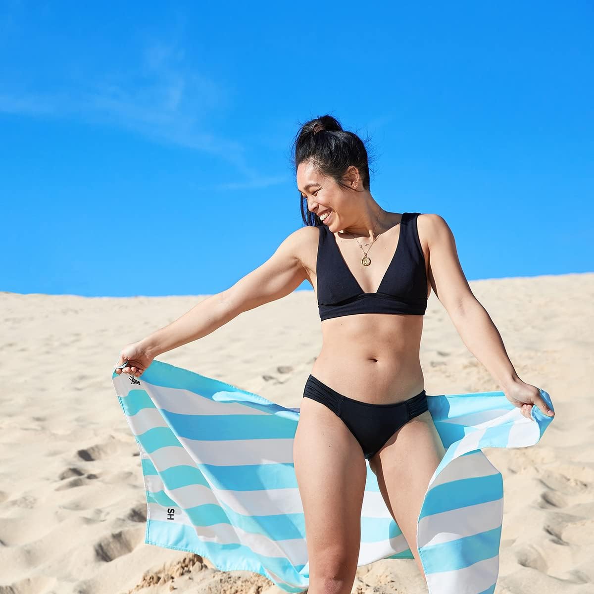 Dock & Bay Customized Beach Towel - Quick Dry, Sand Free - Compact, Lightweight - 100% Recycled - Includes Bag - Cabana Light - Tulum Blue - Extra Large