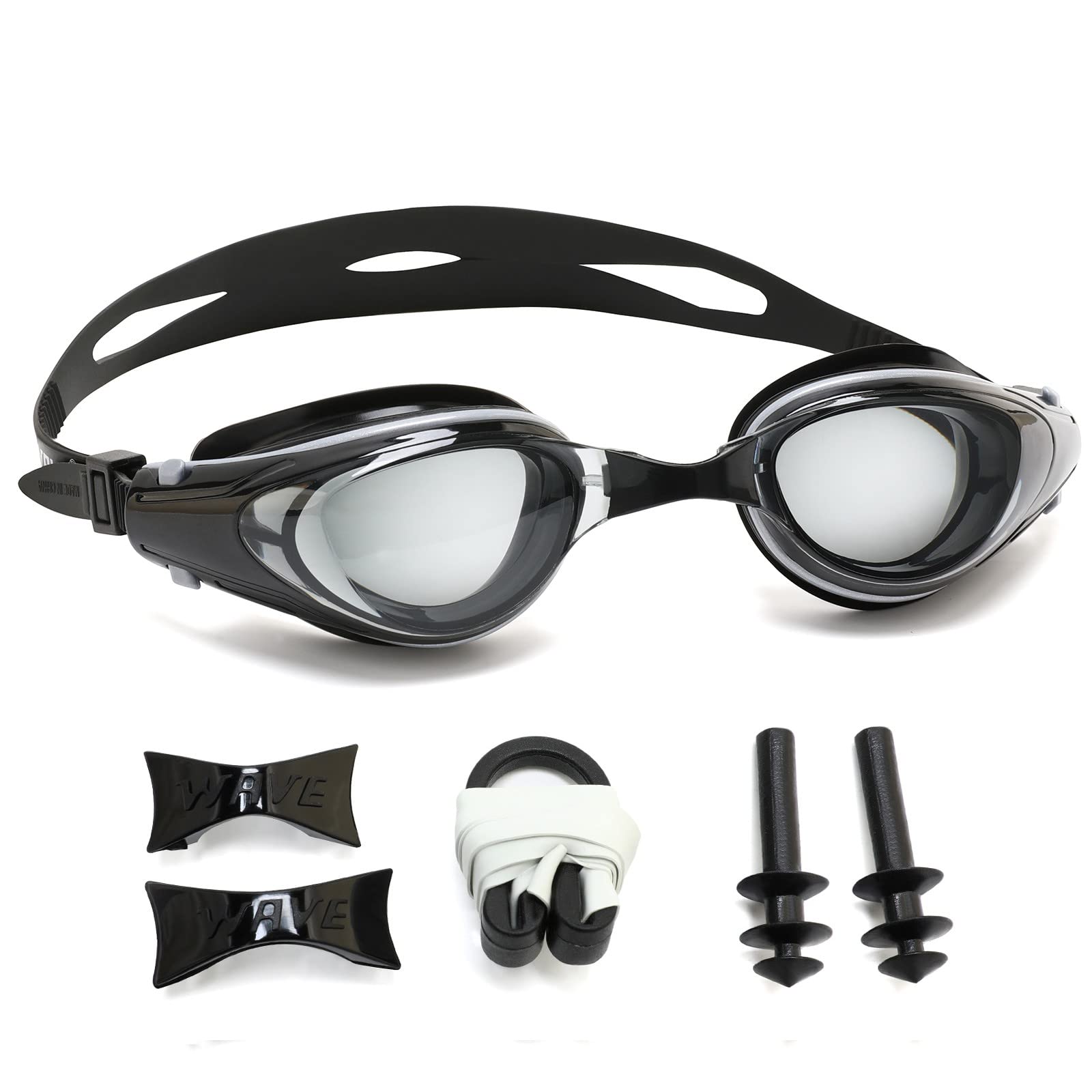 WAVE Occhialini da nuoto Miopi, No Leakage, Anti appannamento, Protezione UV Nearsighted Swimming Goggles