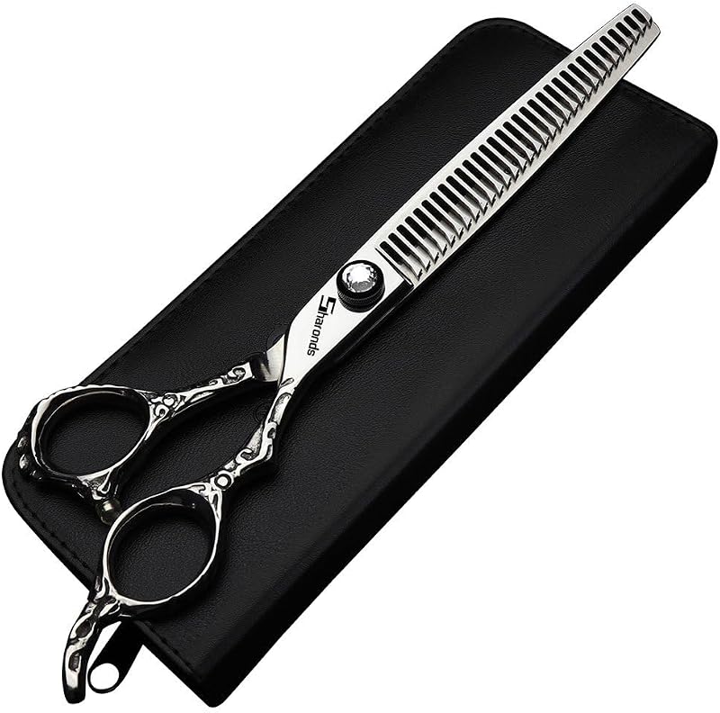 Tesoura para cabelo e bigode AXEMOORE de 7 polegadas, aço inoxidável, modelo Fleurs grossières