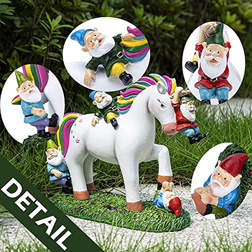 Sowsun Unicorn Gnomes Garden Statues Outdoor Décor Funny, Unicorn Attack Garden Gnomes Décor, Unicorn Statue Figurine Gifts For Outdoor Garden Patio, Yard, Lawn, Home Decorations #TOP2