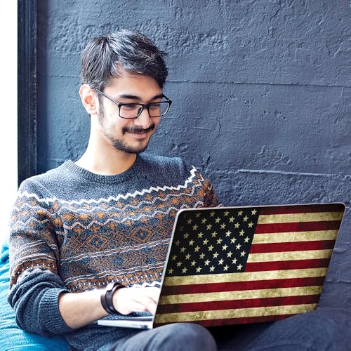 Image of Galaxsia Grunge USA Flag Top+Wrist Pad Vinyl Laptop Skin /Sticker /Cover Upto 15.6 Inches Laptops Laminated-Removable-HD Quality Compatible for Hp-Dell-Sony-Lenovo-Asus etc.(15x10 Inches)